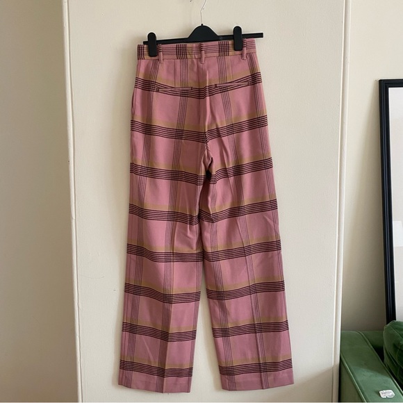 Aritzia Effortless Pant - High Waist Wide Leg - Pink Tartan 6 - Picture 2 of 4